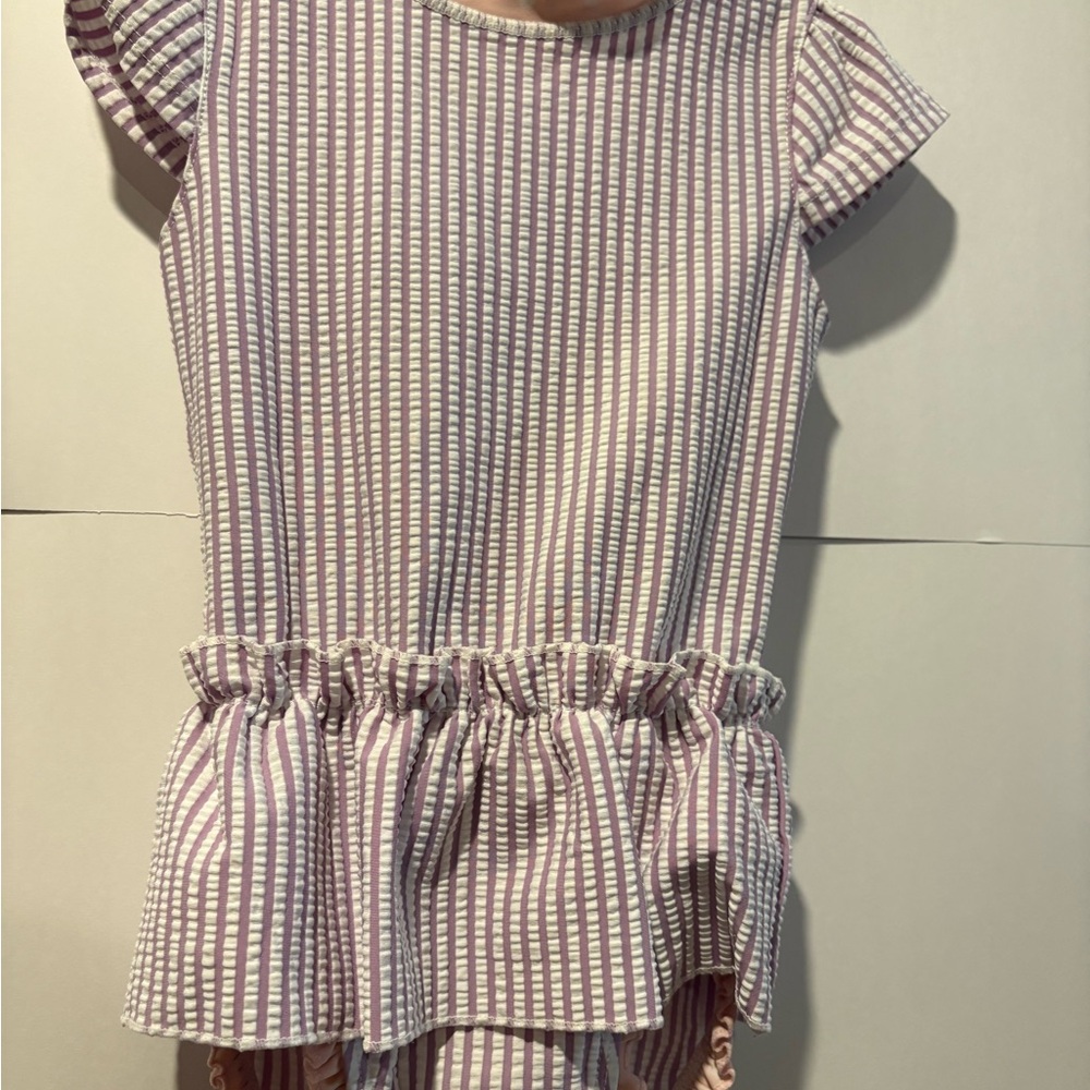 Ruffle Butts Pink and White Striped Top